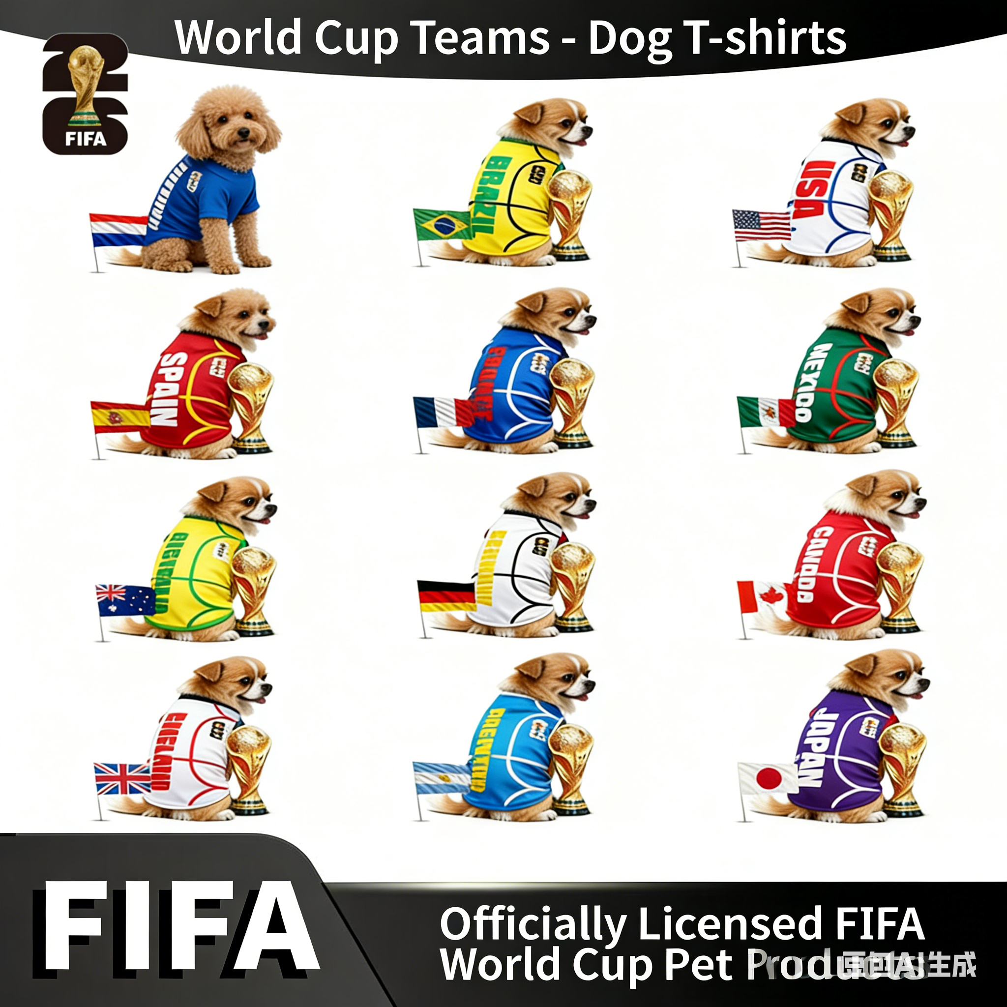 World Cup Soccer Pet Jersey - Breathable Mesh Summer T-Shirt for Small, Medium, Large Dogs & Cats | National Team Football Vest Apparel