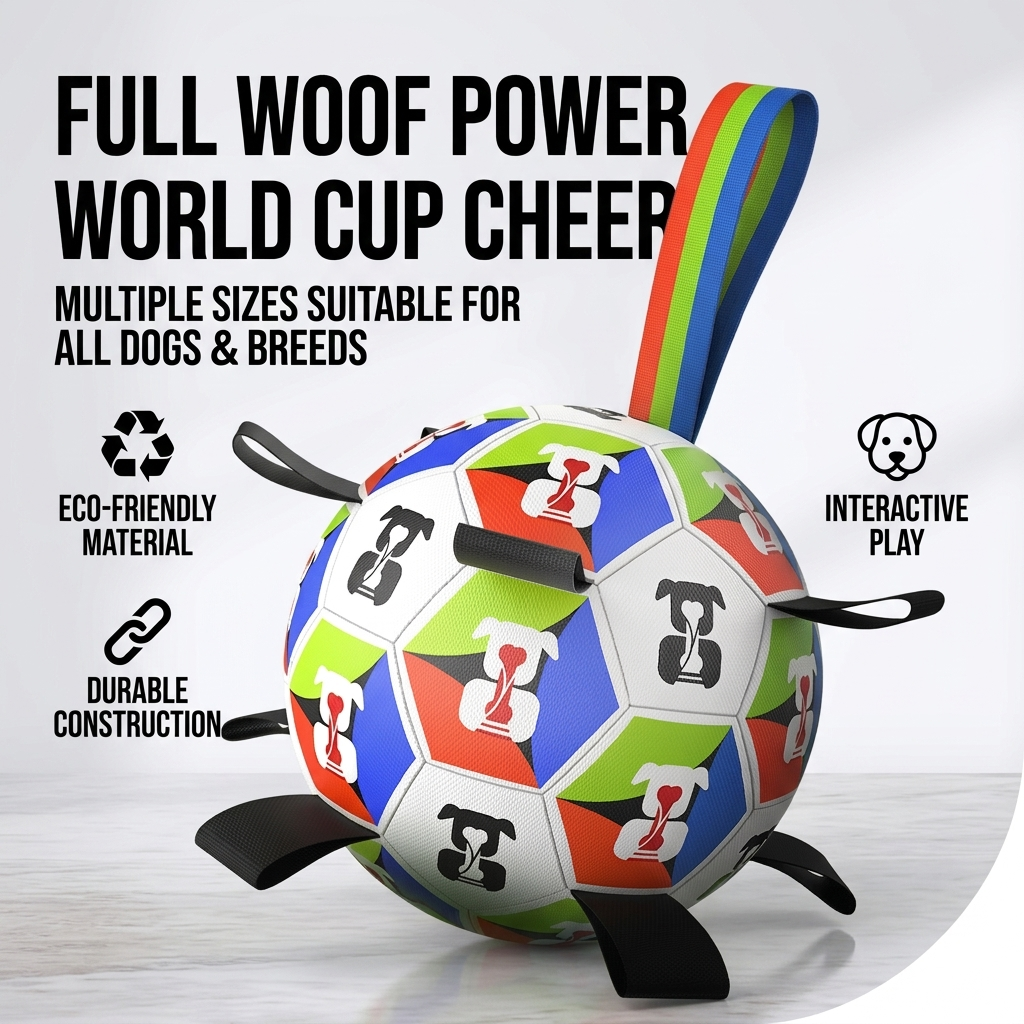 Score Big! ⚽ 2026 World Cup Edition Dog Soccer Ball | Interactive Outdoor Training Toy for Dogs | Bite-Resistant & Teeth Cleaning Toy
