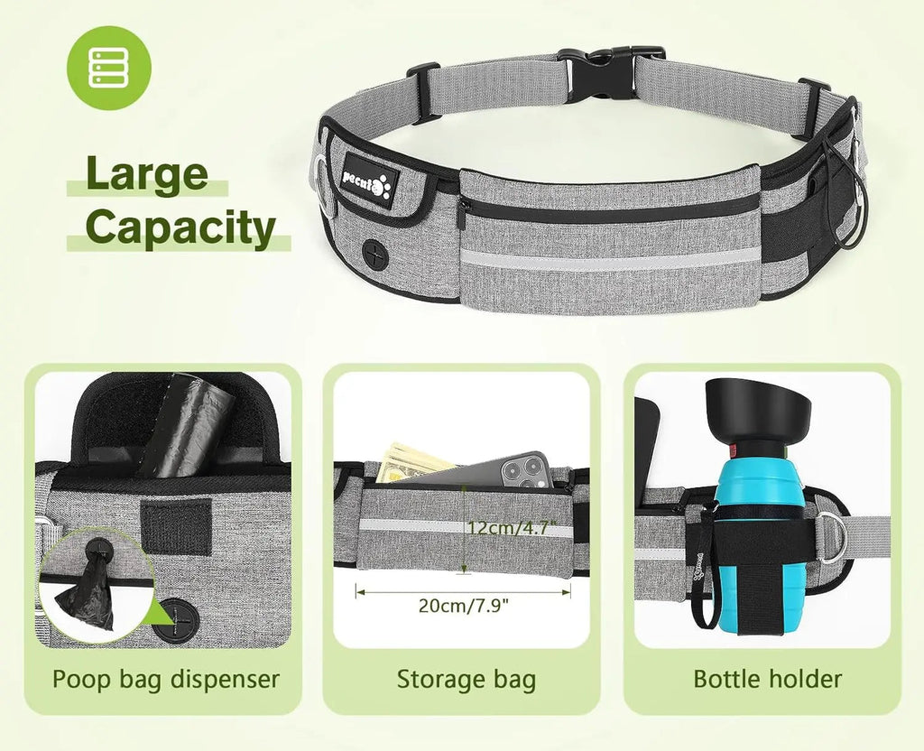 Fast Shipping：Hands Free Dog Leash Dual Bungee Adjustable Waist Belt Running Walking