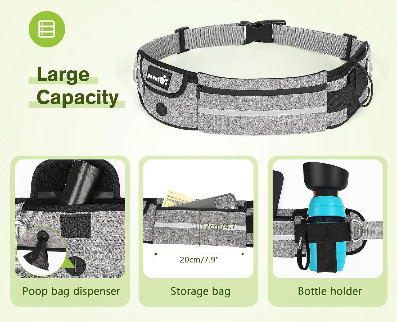Fast Shipping：Hands Free Dog Leash Dual Bungee Adjustable Waist Belt Running Walking