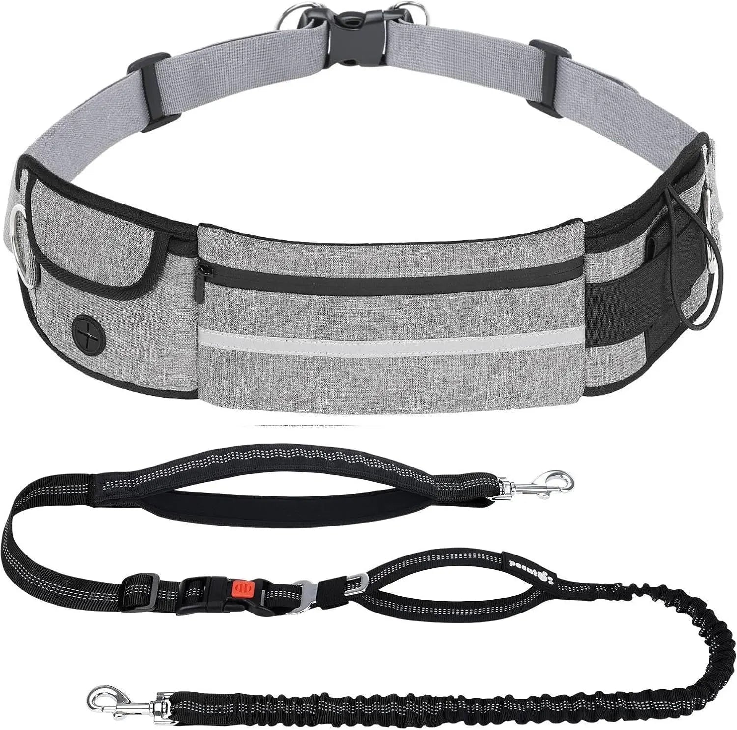 Fast Shipping：Hands Free Dog Leash Dual Bungee Adjustable Waist Belt Running Walking
