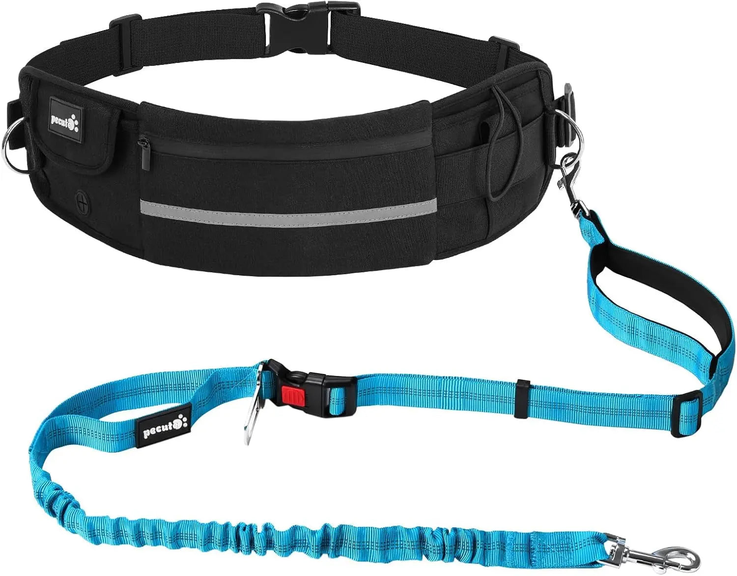 Fast Shipping：Hands Free Dog Leash Dual Bungee Adjustable Waist Belt Running Walking