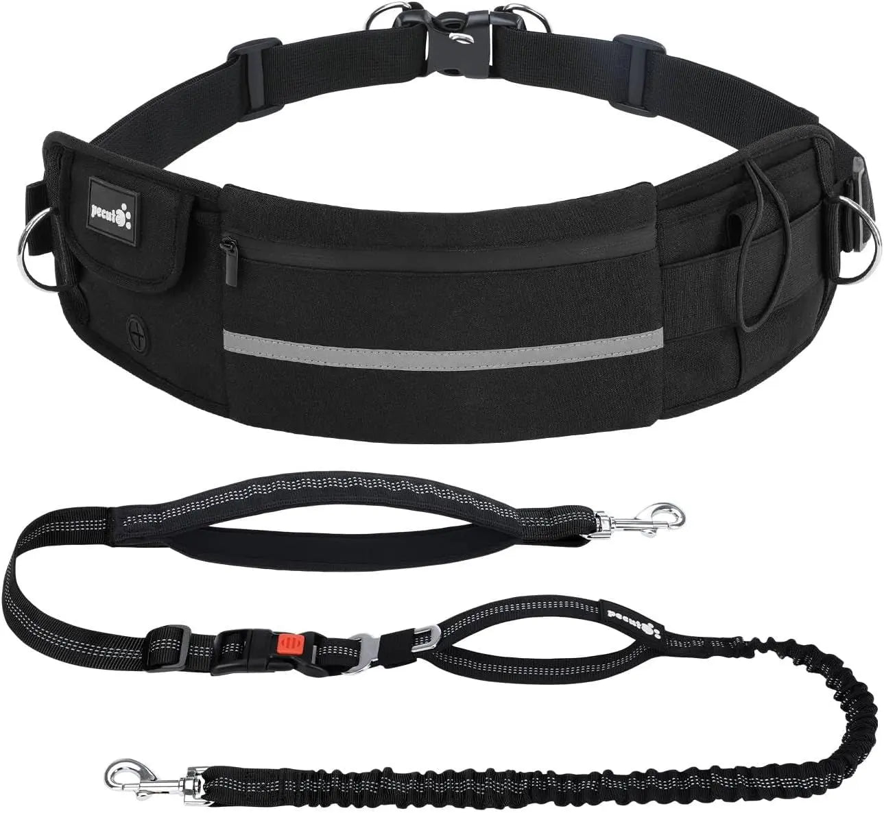 Fast Shipping：Hands Free Dog Leash Dual Bungee Adjustable Waist Belt Running Walking