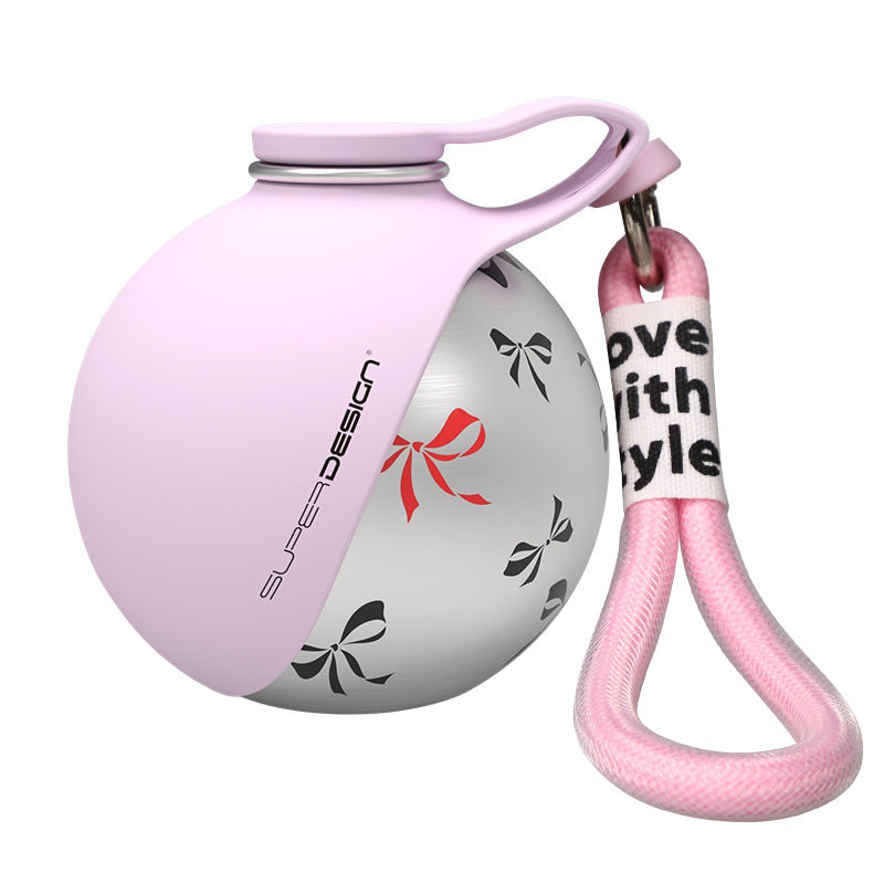 Portable Stainless Steel Dog Water Bottle - Foldable Sphere Travel Drinker for Small Dogs & Cats | Leak-Proof 304 Stainless Steel Outdoor Pet Water Dispenser