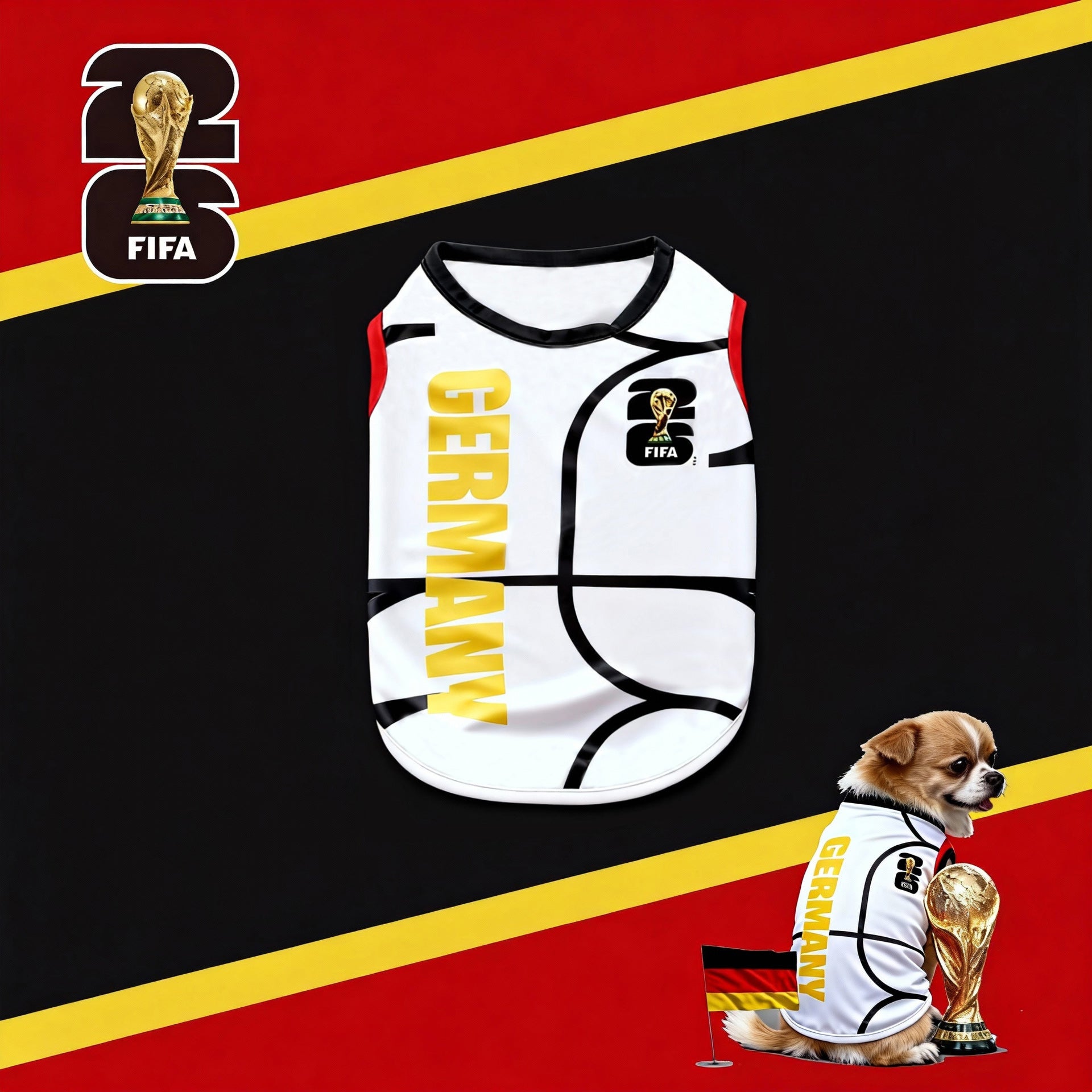 World Cup Soccer Pet Jersey - Breathable Mesh Summer T-Shirt for Small, Medium, Large Dogs & Cats | National Team Football Vest Apparel