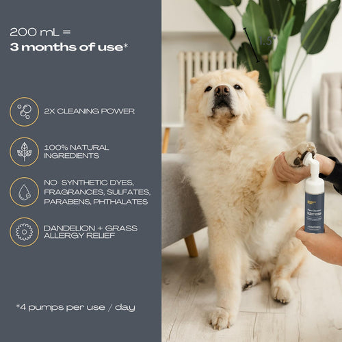 Fast Shipping：BARKY PUP Dog Paw Cleaner No-Rinse Foaming Dandelion 6.8 fl oz Made in USA