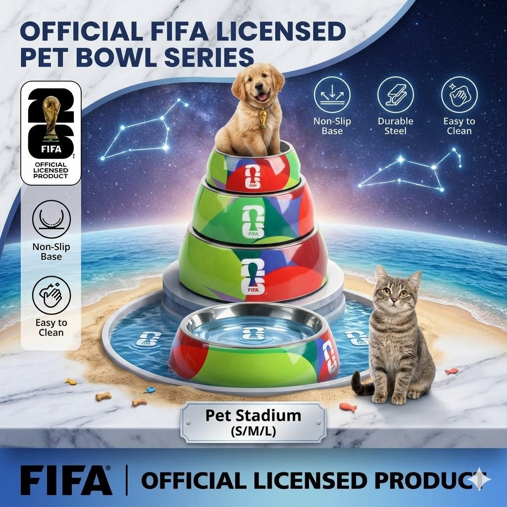 FIFA World Cup™ Soccer Pet Bowl - Durable Stainless Steel Food Bowl for Dogs & Cats | Official Licensed National Team Fan Gear Pet Supplies